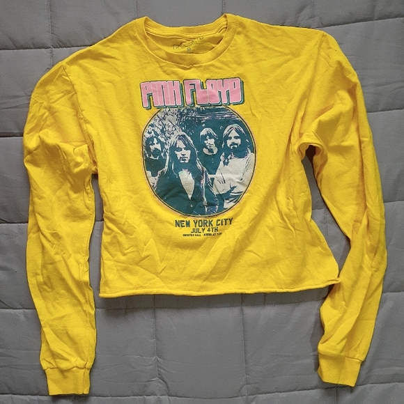 Pink Floyd Tops - Pink Floyd Yellow Cropped Long Sleeve Shirt